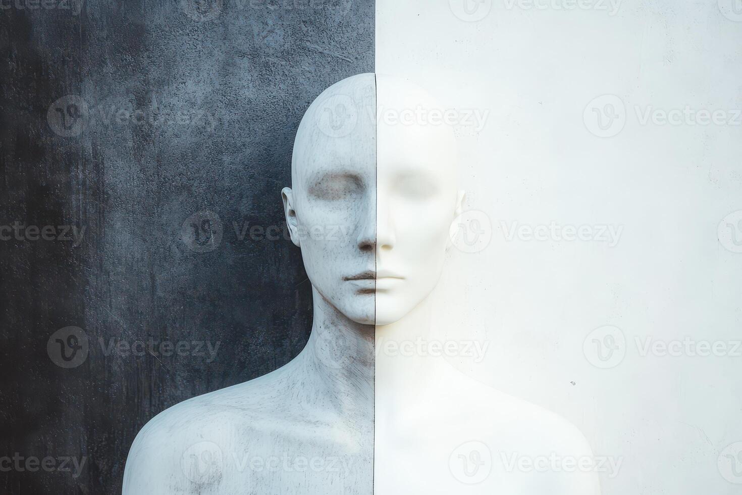 Split color mannequin in artistic display photo