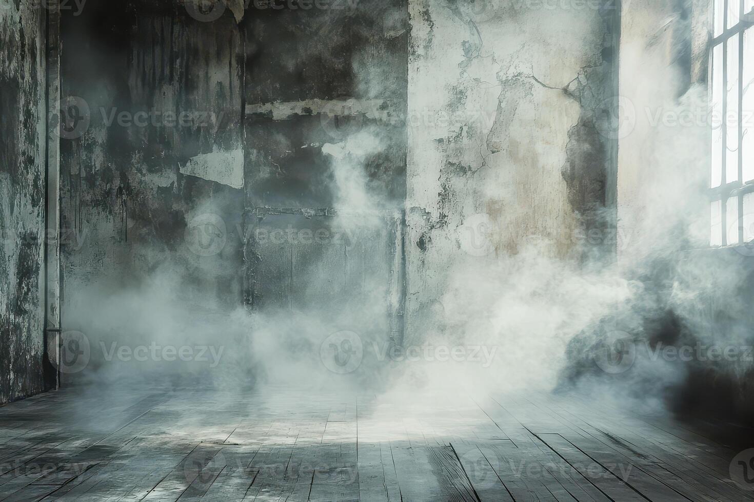 Fog in an abandoned and worn out building photo