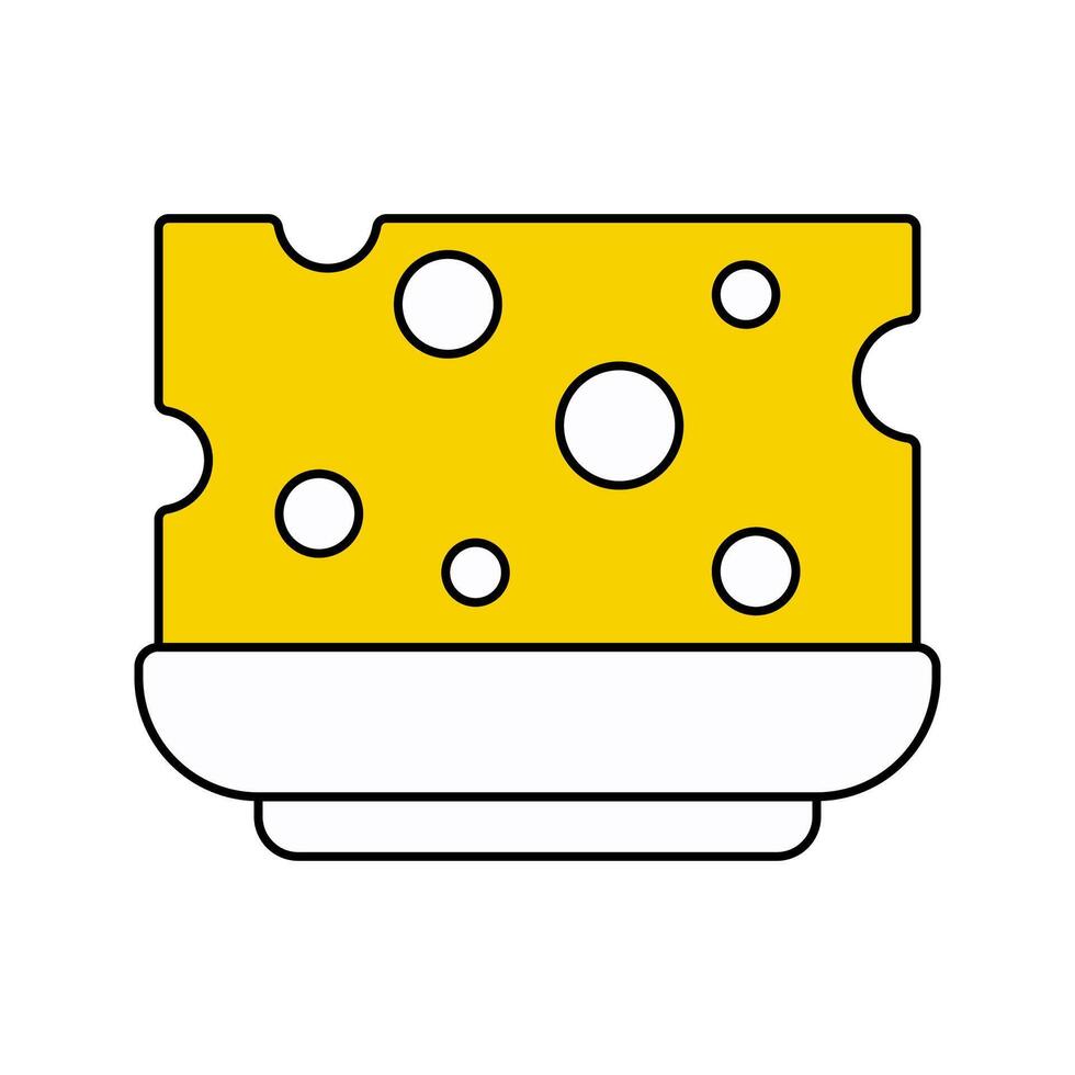 Cheese Block Icon Illustration perfect for designs with a fast food theme. vector