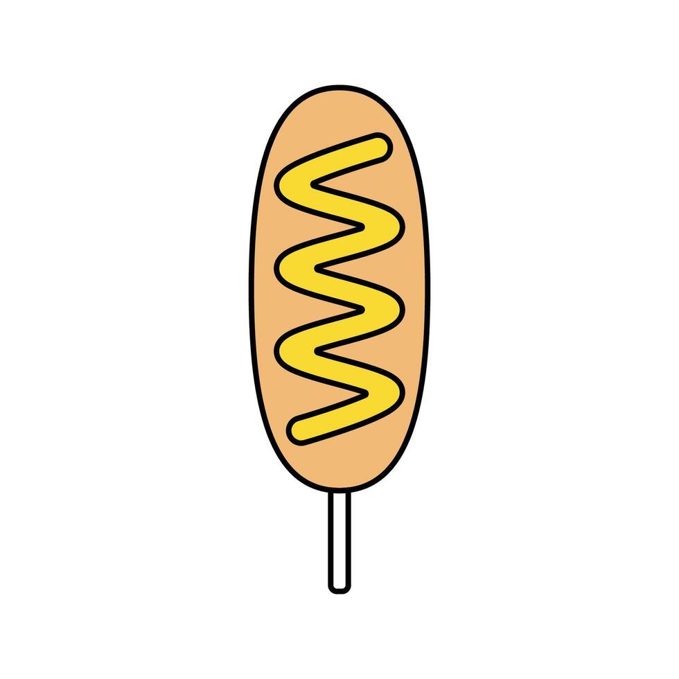 Corndog with Mustard Icon Illustration perfect for designs with a fast food theme. vector