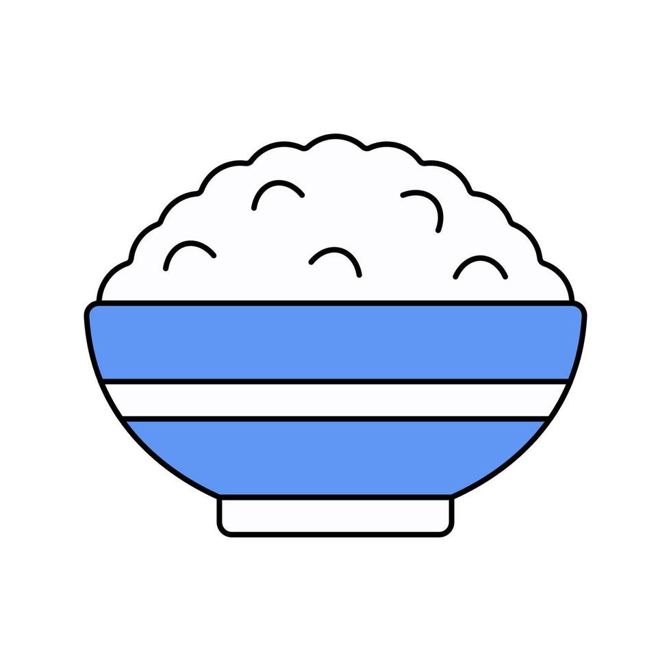 Rice Bowl Icon Illustration perfect for designs with a fast food theme. vector