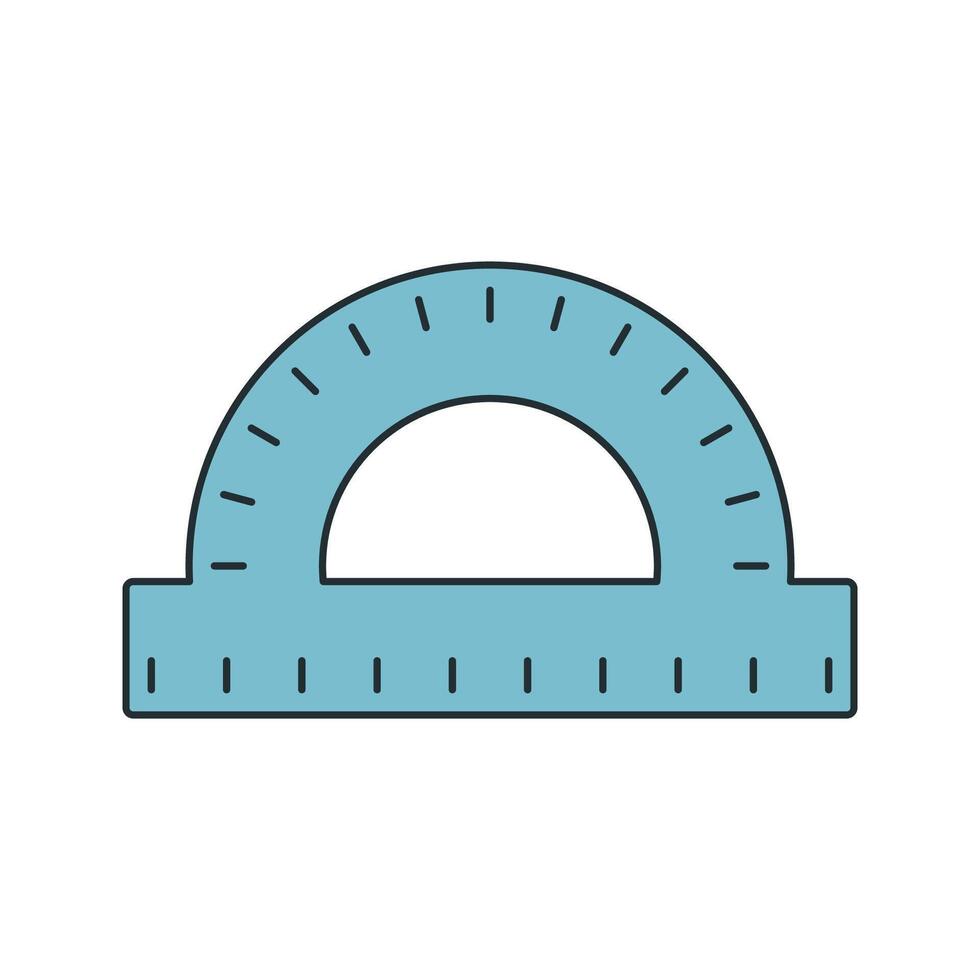 Protractor Icon Illustration in Flat Style. Perfect for engineering, science, or educational design projects vector