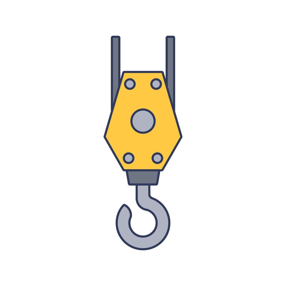 Pulley Hook Icon Illustration in Flat Style .Ideal for construction, engineering, and industrial design projects vector