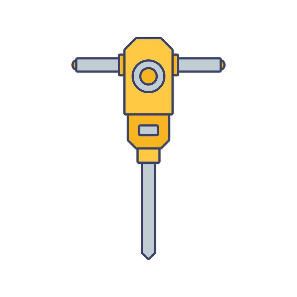 Rotary Drill Icon Illustration in Flat Style .Ideal for construction, engineering, and industrial design projects vector