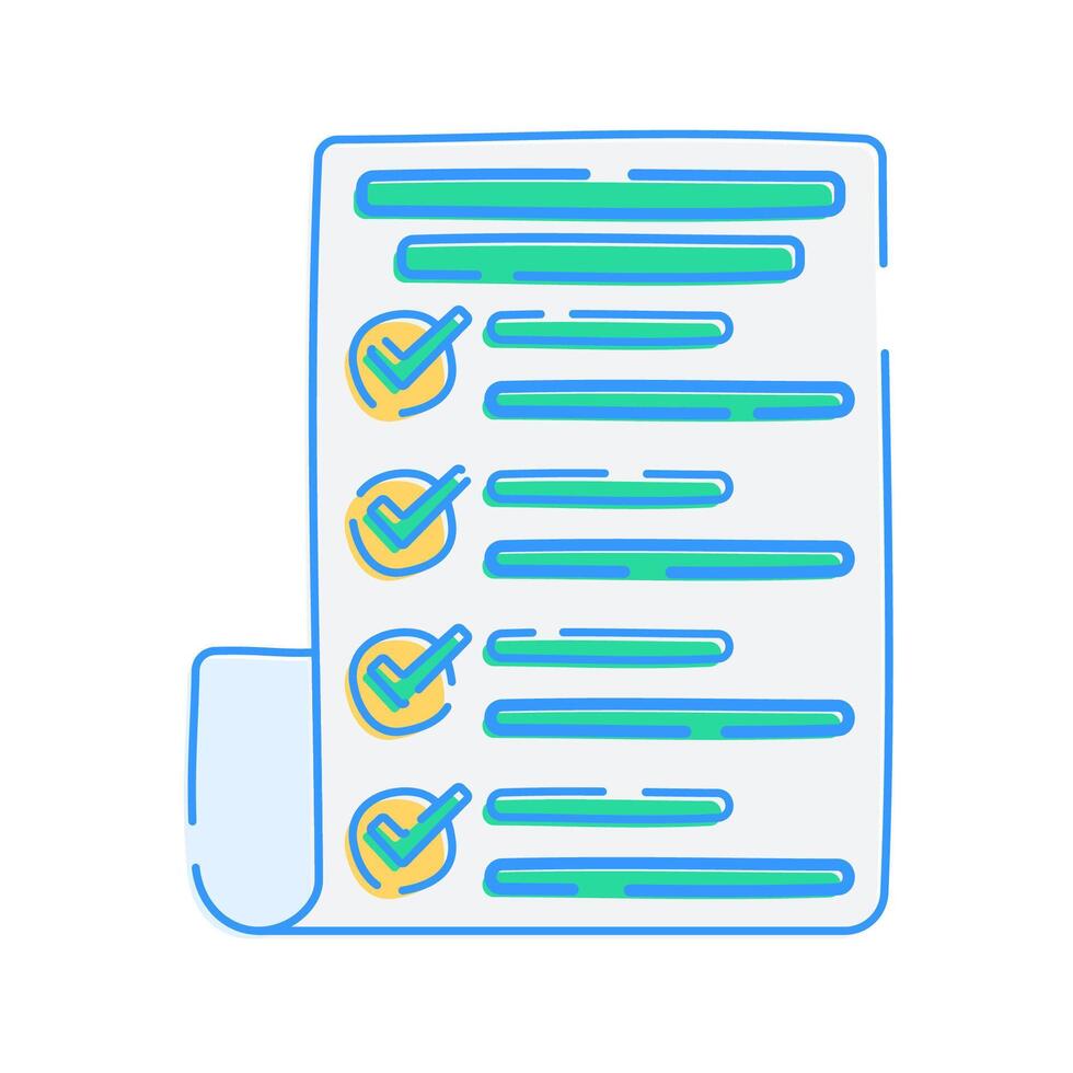 Task Paper with Sidebar, A document with a side layout and completed task markers vector