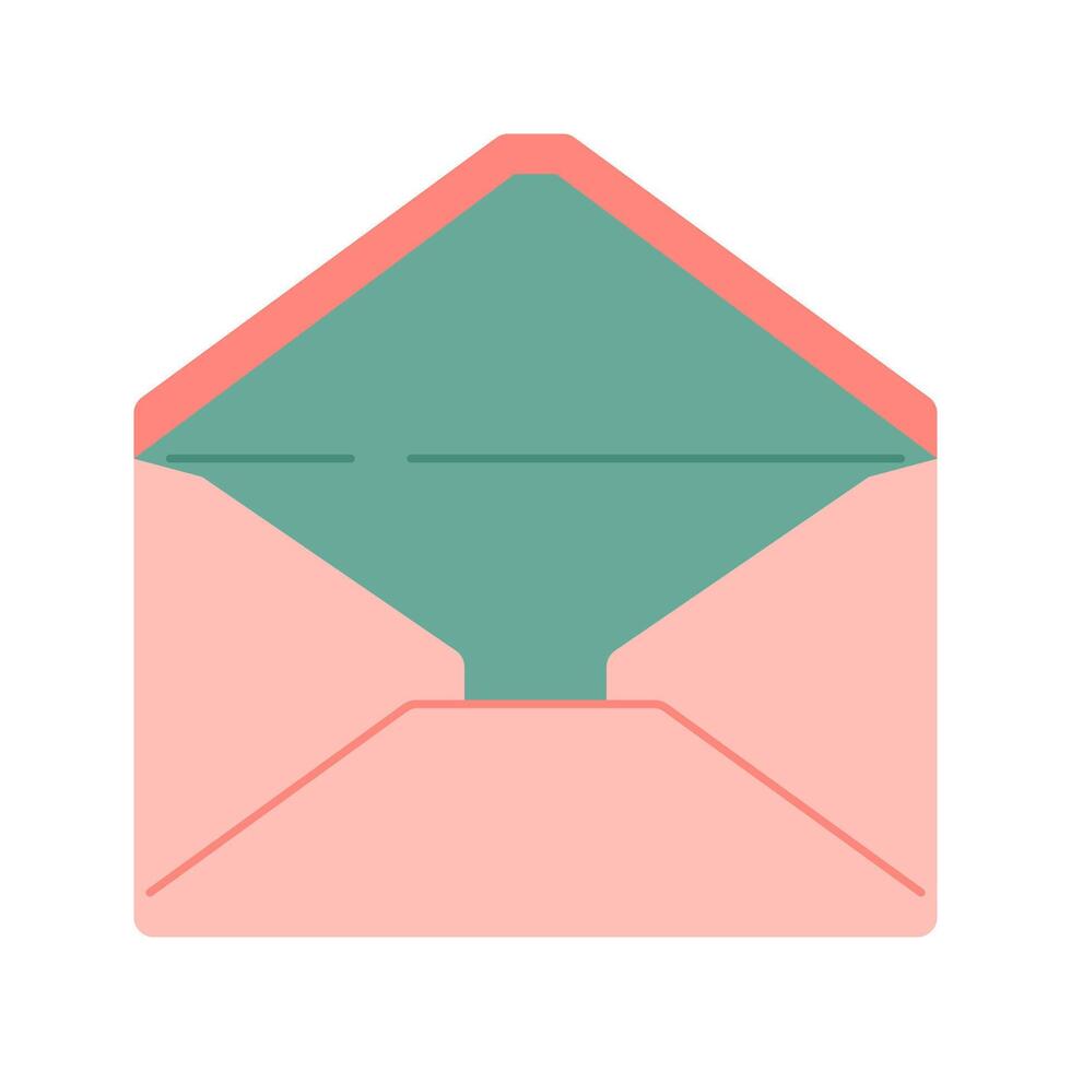 Open pink envelope with teal interior vector