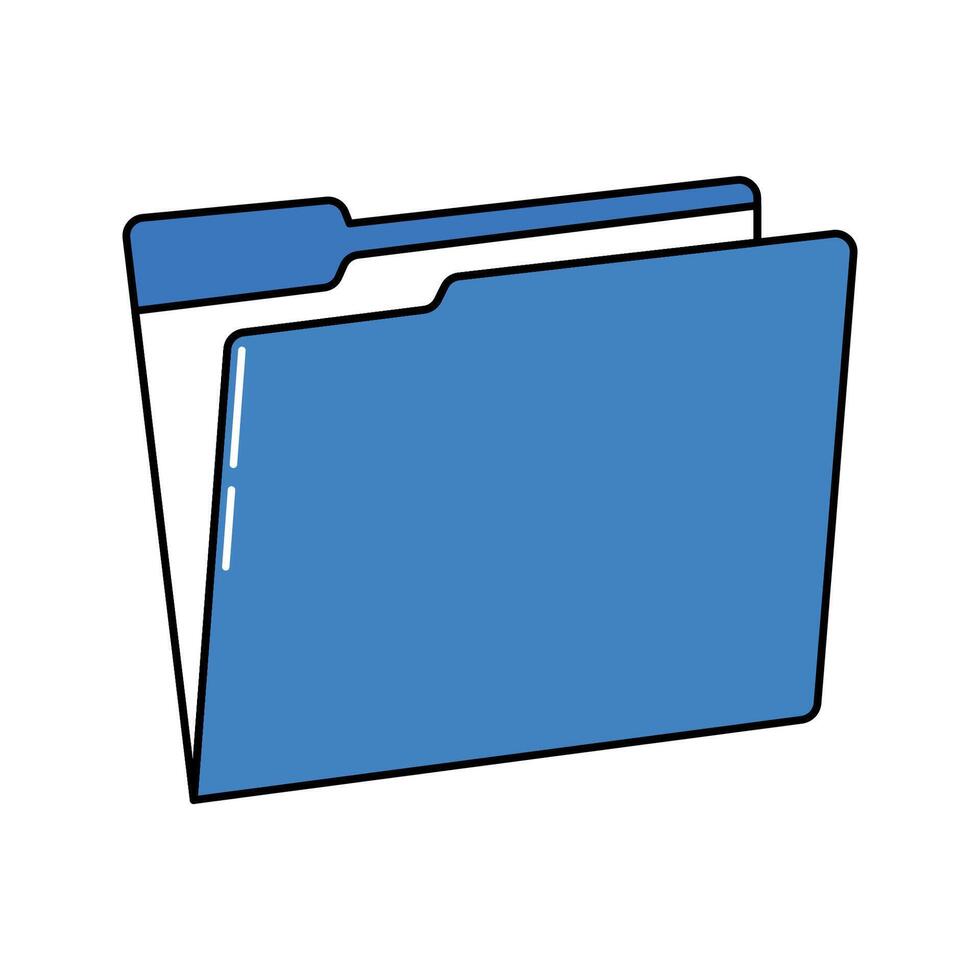 Blue Tab Folder. A blue folder with a label tab for categorization vector