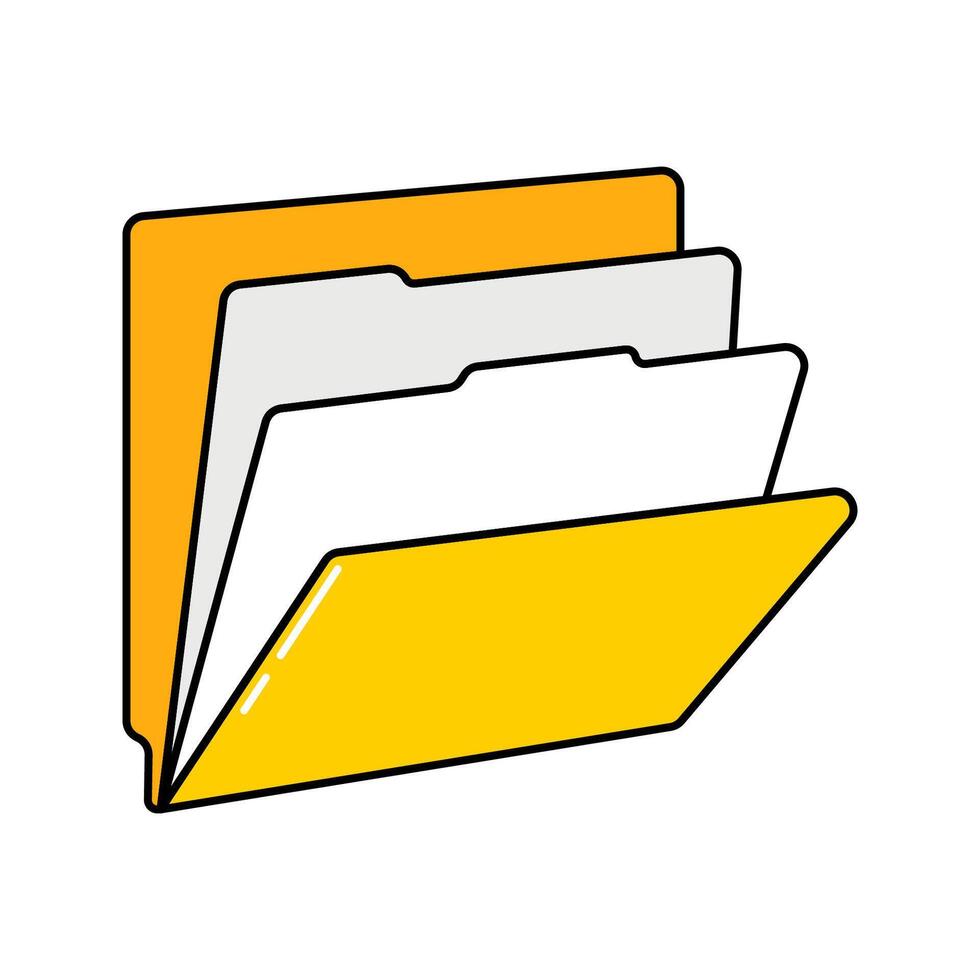 Expanding Folder. A yellow folder containing multiple document dividers vector