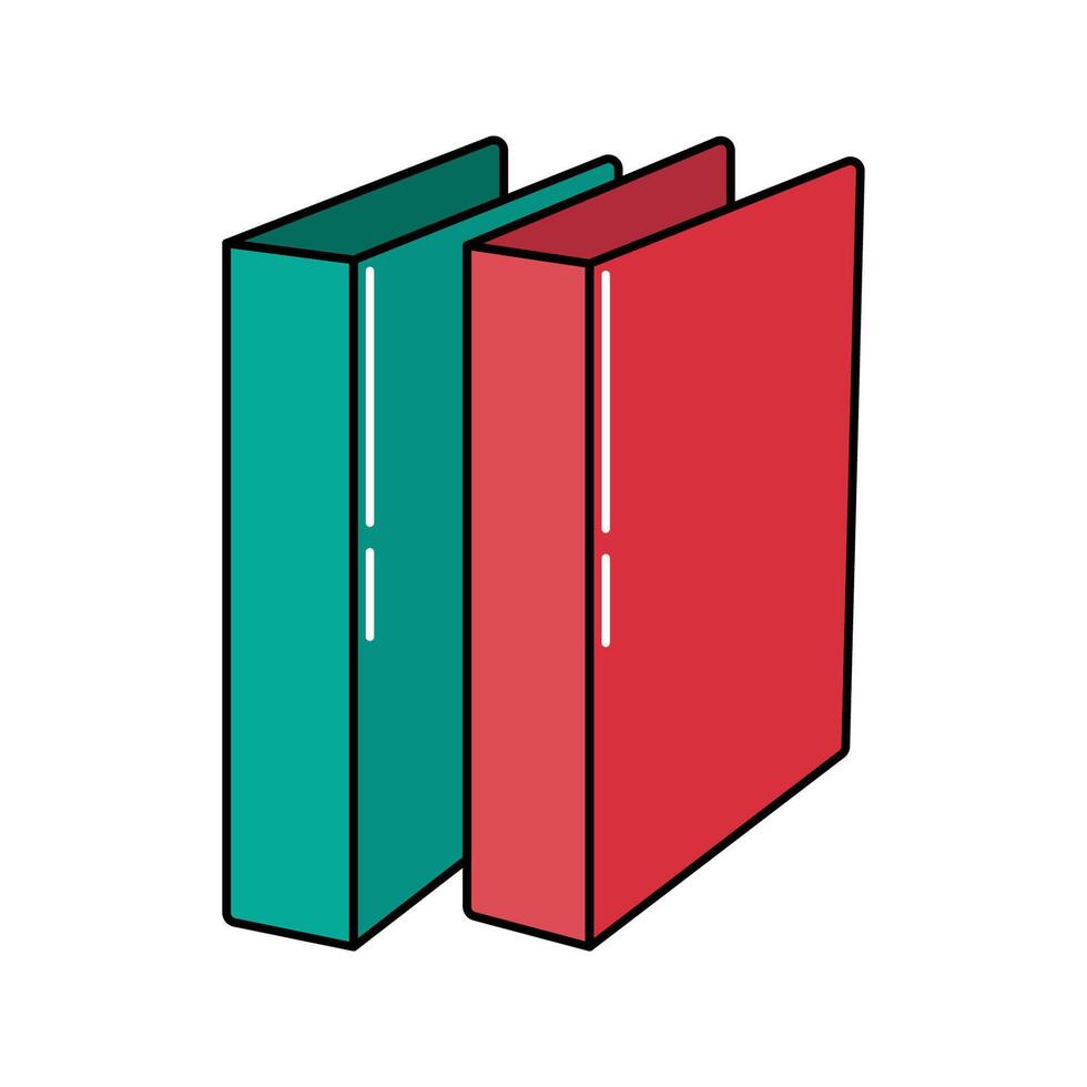 Ring Binders. Green and red ring binders used for storing documents. vector
