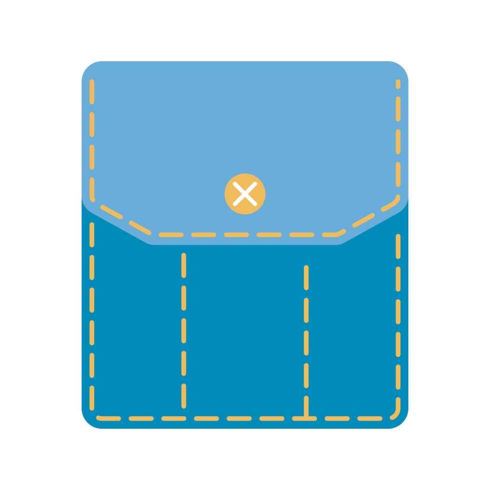 Denim pocket patch illustration stitching and button details. Perfect for fashion design and apparel graphics. Ideal for digital and print use. vector