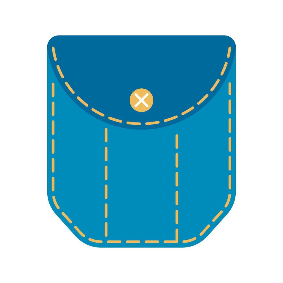 Denim pocket patch illustration stitching and button details. Perfect for fashion design and apparel graphics. Ideal for digital and print use vector