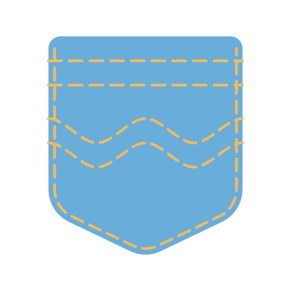 Denim patch pocket illustration stitching and button details. Perfect for fashion design and apparel graphics. Ideal for digital print use. vector