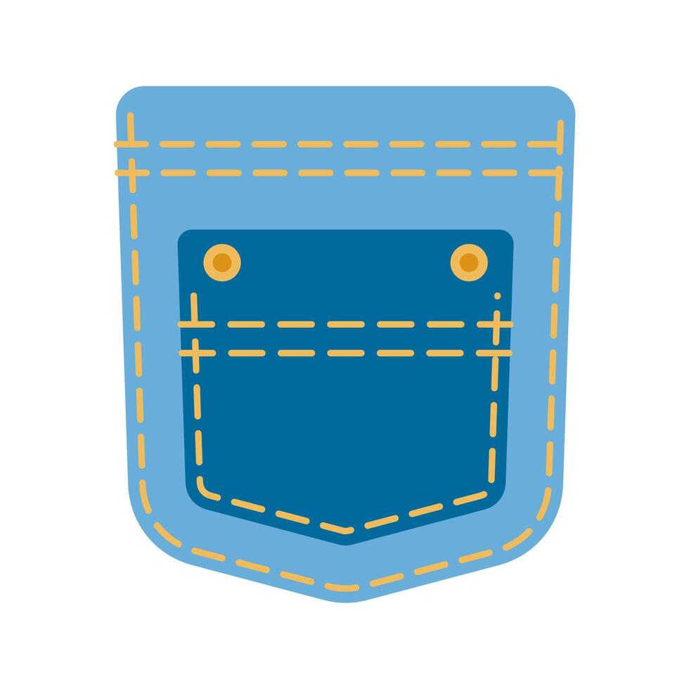 Denim patch pocket illustration stitching and button details. Good for fashion design and apparel graphics. Good for digital and print use. vector