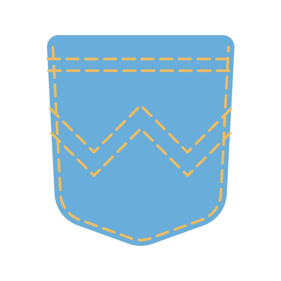 Denim patch illustration stitching and button details. Perfect for fashion design and apparel graphics. Perfect for digital and print use. vector