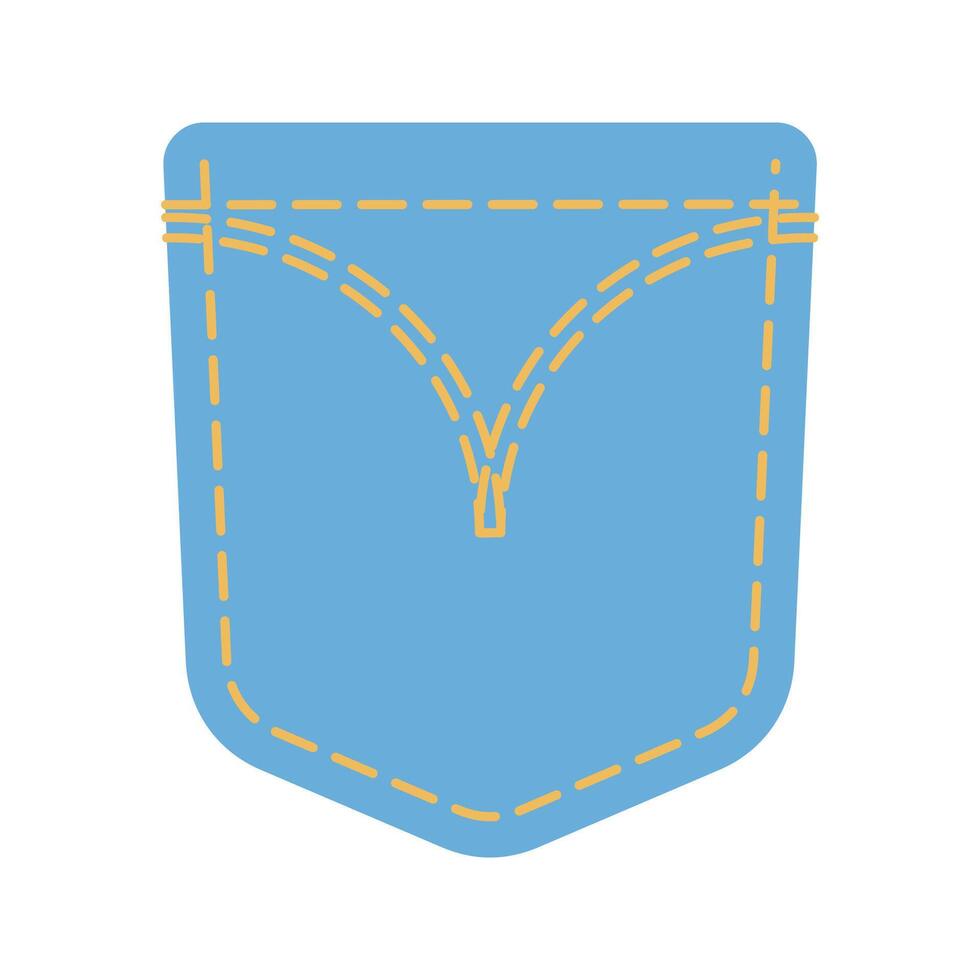 Denim patch pocket illustration stitching and button details. Ideal for fashion design and apparel graphics. Good for digital and print use. vector