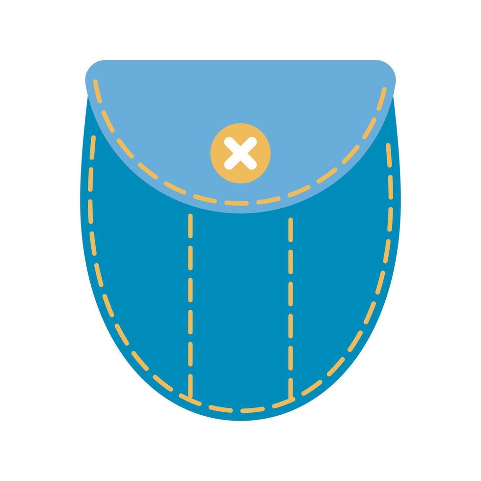 Denim patch pocket illustration stitching and button details. Ideal for fashion design, apparel graphics. Ideal for digital and print use. vector