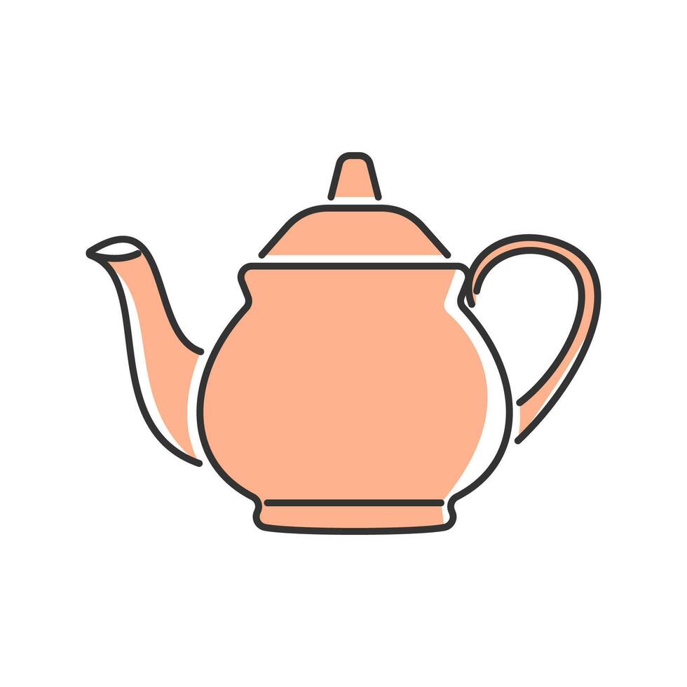 Long Spout Teapot. A traditional teapot with an extended spout for controlled pouring. vector