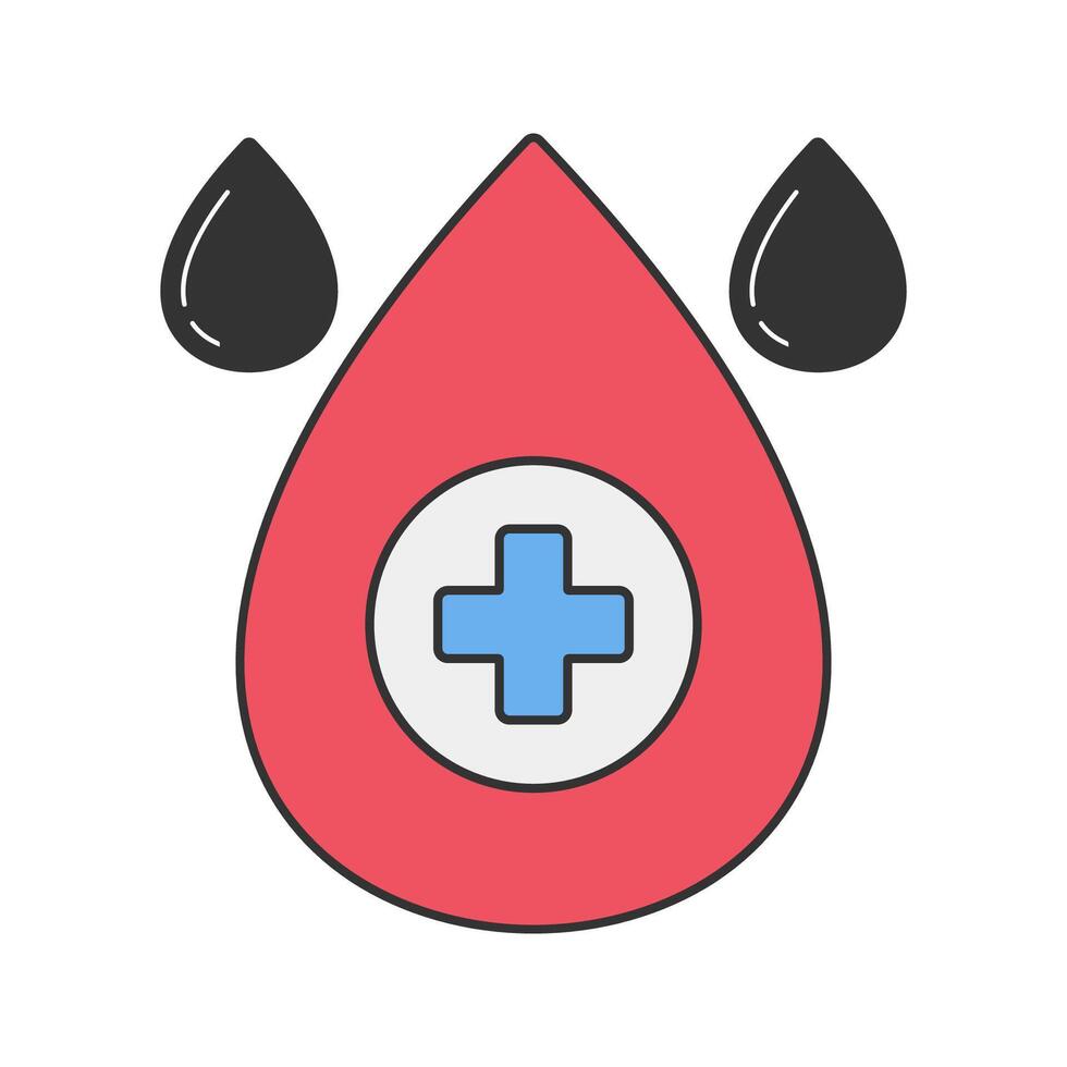 Blood Drop with Cross. A blood drop with a medical symbol, symbolizing blood donation. vector