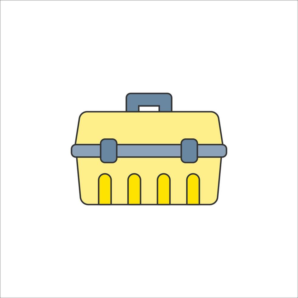 Toolbox Flat design style, yellow toolbox with a handle, representing storage for RC repair tools, perfect for mechanical-themed illustrations, customization visuals, and workshop designs. vector