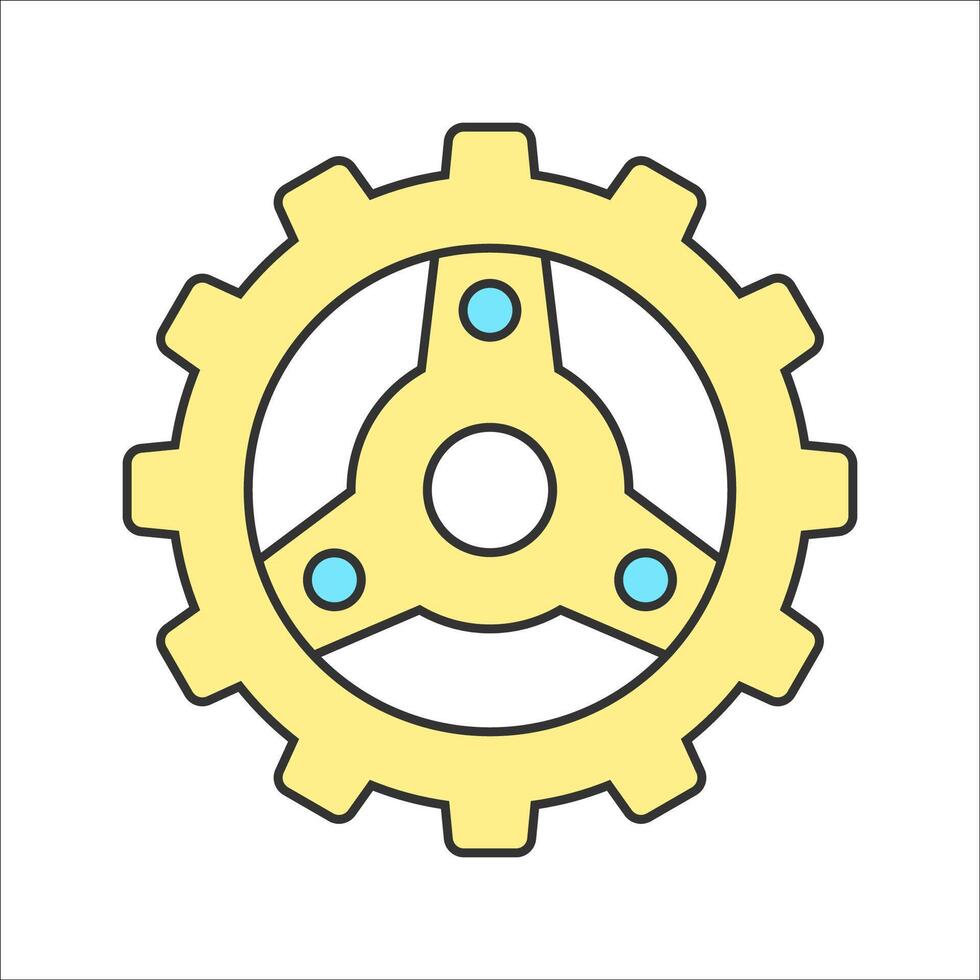 Gear Flat design style, gray mechanical gear with orange details, depicting RC car mechanics, suitable for engineering, repair, and customization-related designs. vector