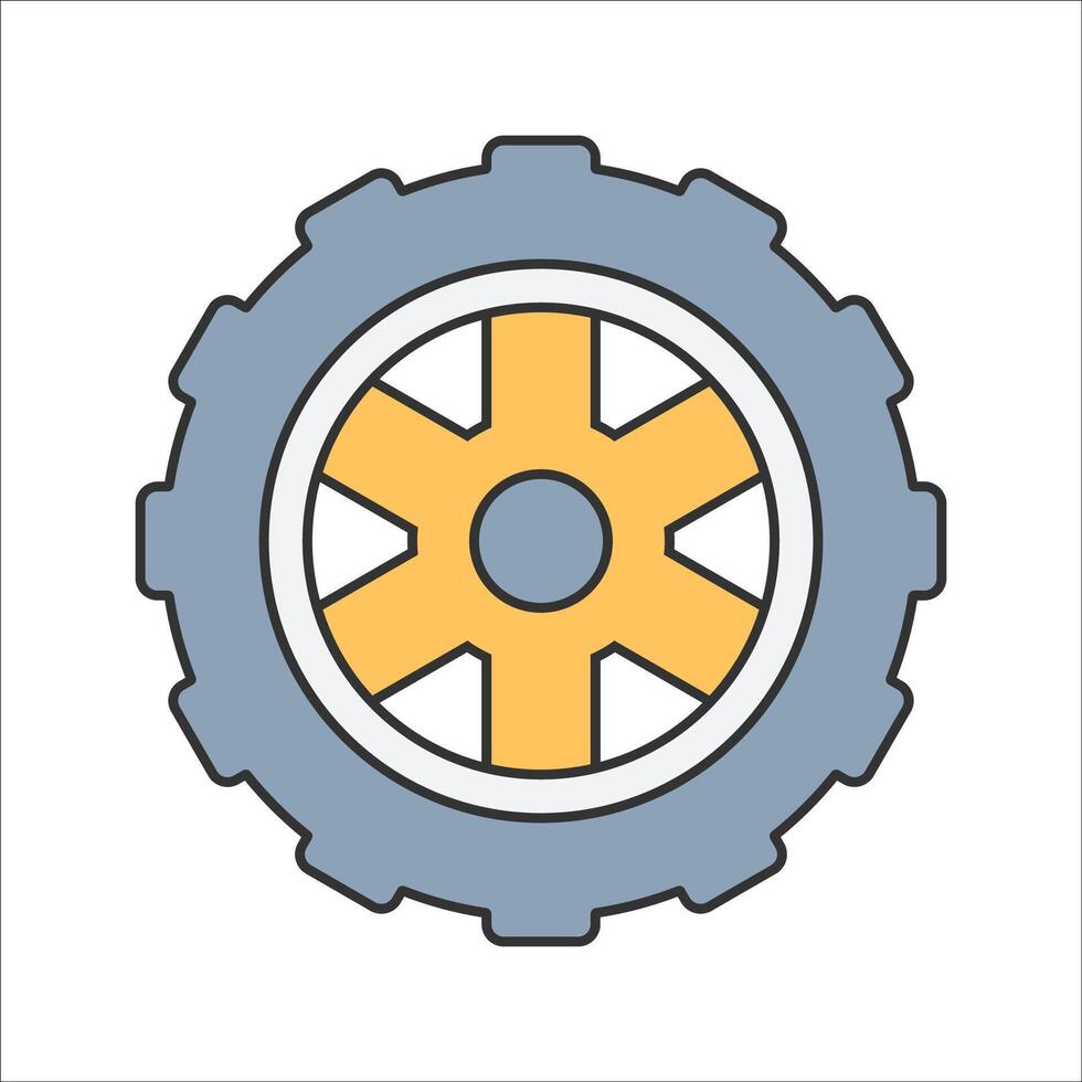 Offroad Wheel Flat design style, rugged gray tire with deep treads, symbolizing RC off-road vehicles, perfect for adventure-themed designs, toy branding, and mechanical illustrations. vector