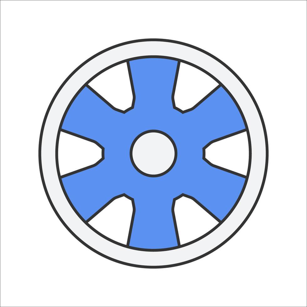 Racing Wheel Flat design style, blue racing wheel with white accents, representing high-speed RC cars, perfect for racing graphics, toy branding, and mechanical visuals. vector