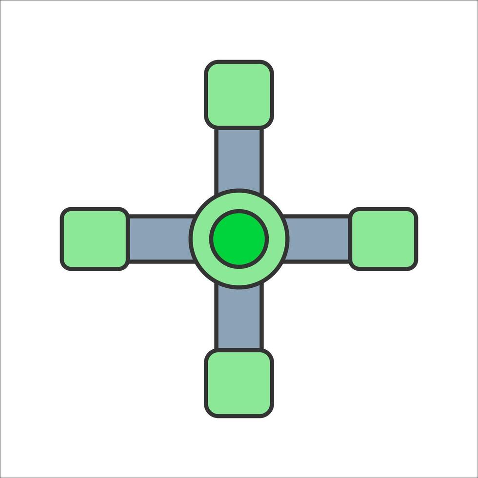 Propeller Hub Flat design style, green propeller hub, representing drone or RC aircraft components, suitable for aviation, technology, and toy-related illustrations. vector