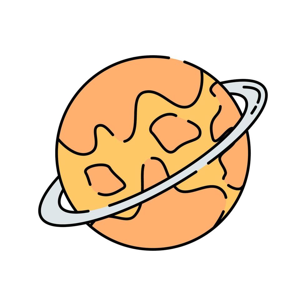 Saturn Planet Flat design style, orange planet with rings, representing Saturn or an exoplanet, perfect for space exploration designs, astronomy projects, and sci fi themes. vector