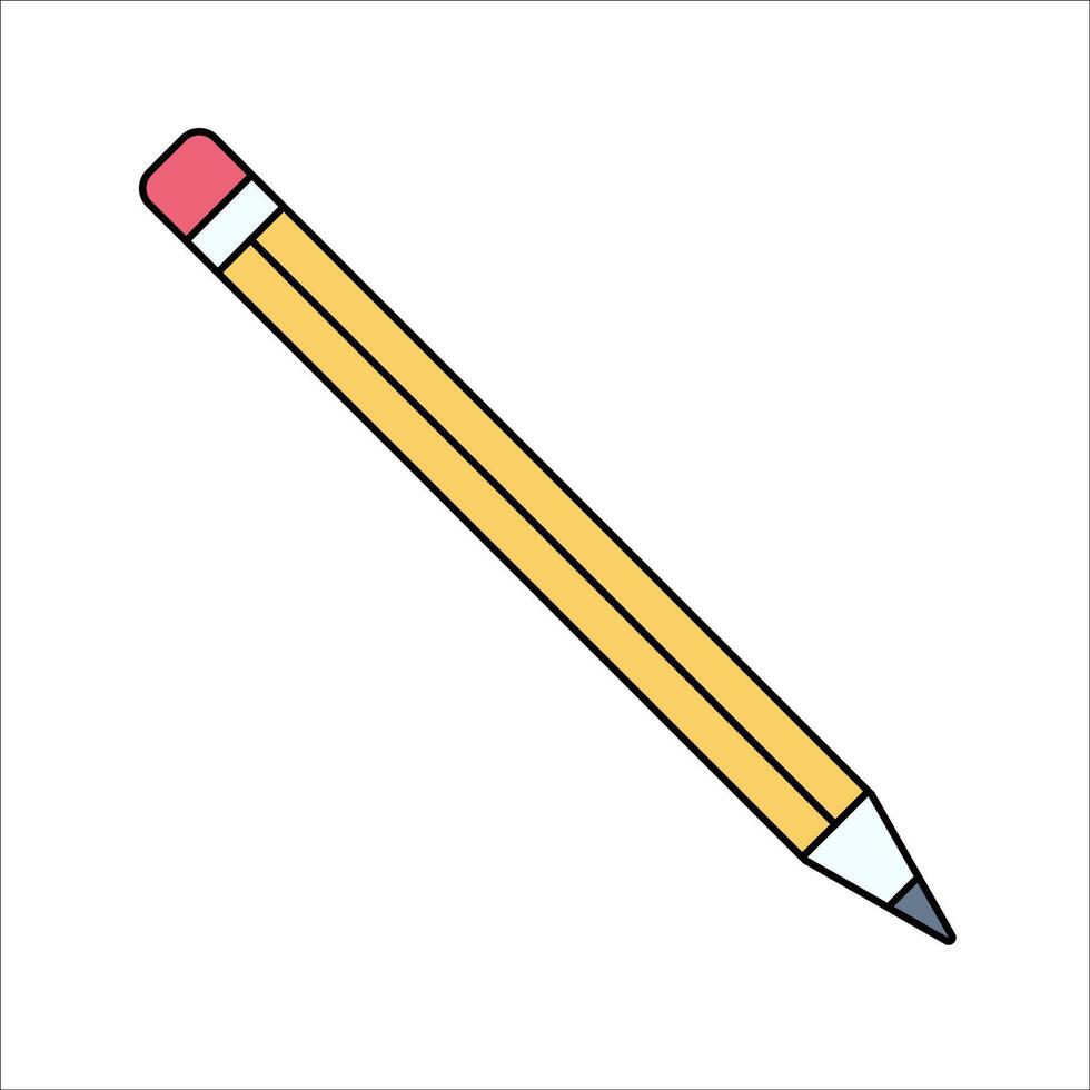 Pencils Flat design style, sharpened pencils in yellow, symbolizing writing, drawing, and creativity, great for school and office illustrations. vector