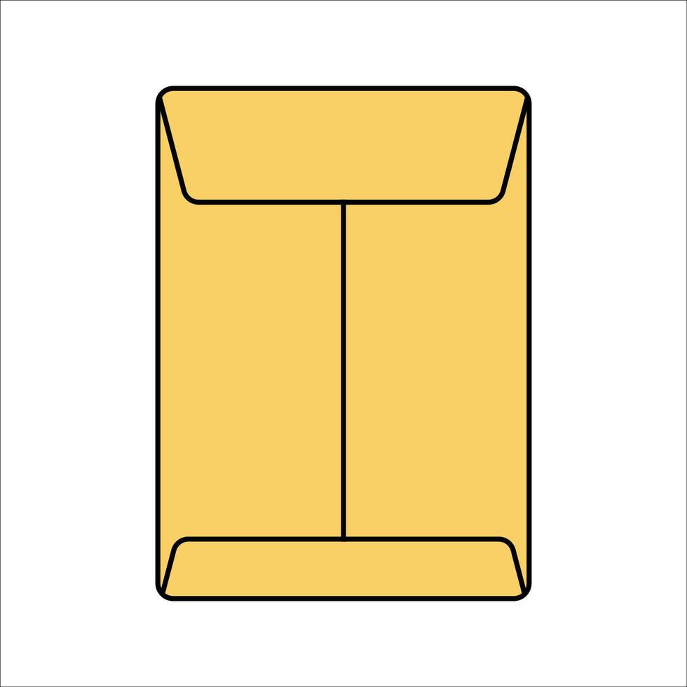 Envelope Flat design style, closed yellow envelope, representing mail, documents, or business communication, great for office and postal service illustrations. vector