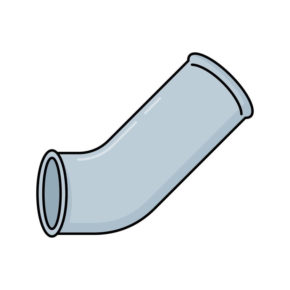 Angled Pipe Flat design style, gray slanted pipe connector, directing fluid at an angle, great for industrial illustrations, plumbing infographics, and utility designs. vector