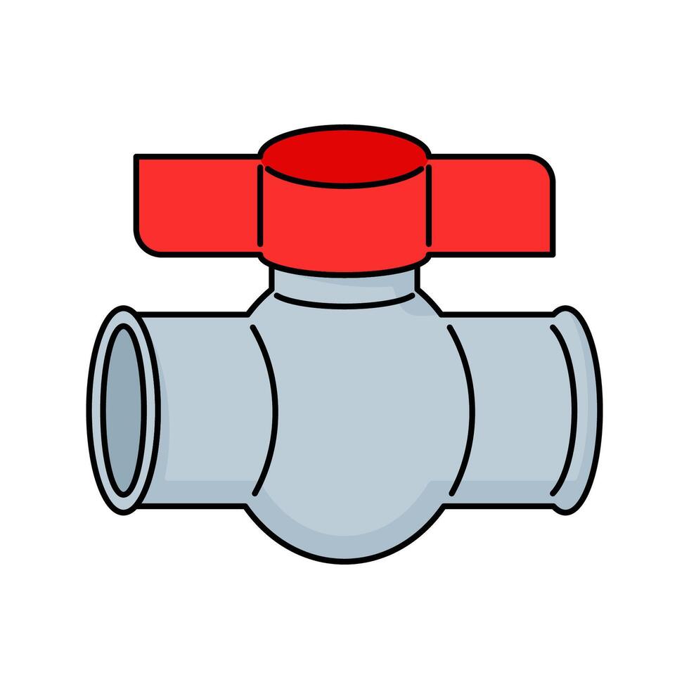 Vertical Tee Pipe Flat design style, gray T joint with an upright connection, designed for pipeline branching, suitable for construction blueprints, plumbing diagrams, and engineering layouts. vector