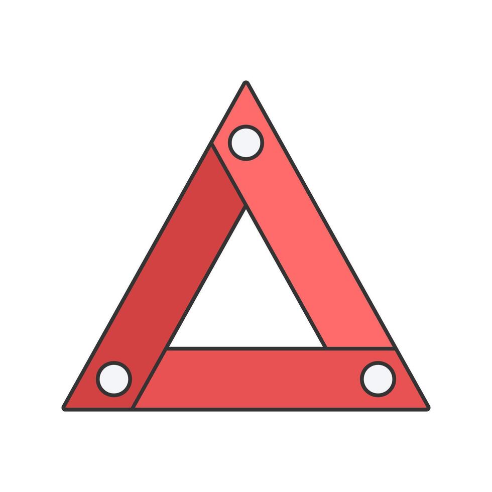 Warning Triangle Flat design style, red and white triangular roadside sign, perfect for traffic safety graphics, accident prevention, and roadside assistance designs. vector