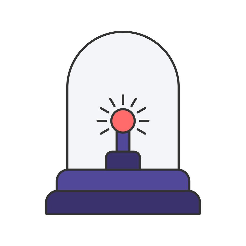Emergency Siren Flat design style, blue siren light on a base, symbolizing urgent response and law enforcement, perfect for security illustrations, police graphics, and emergency alert designs. vector