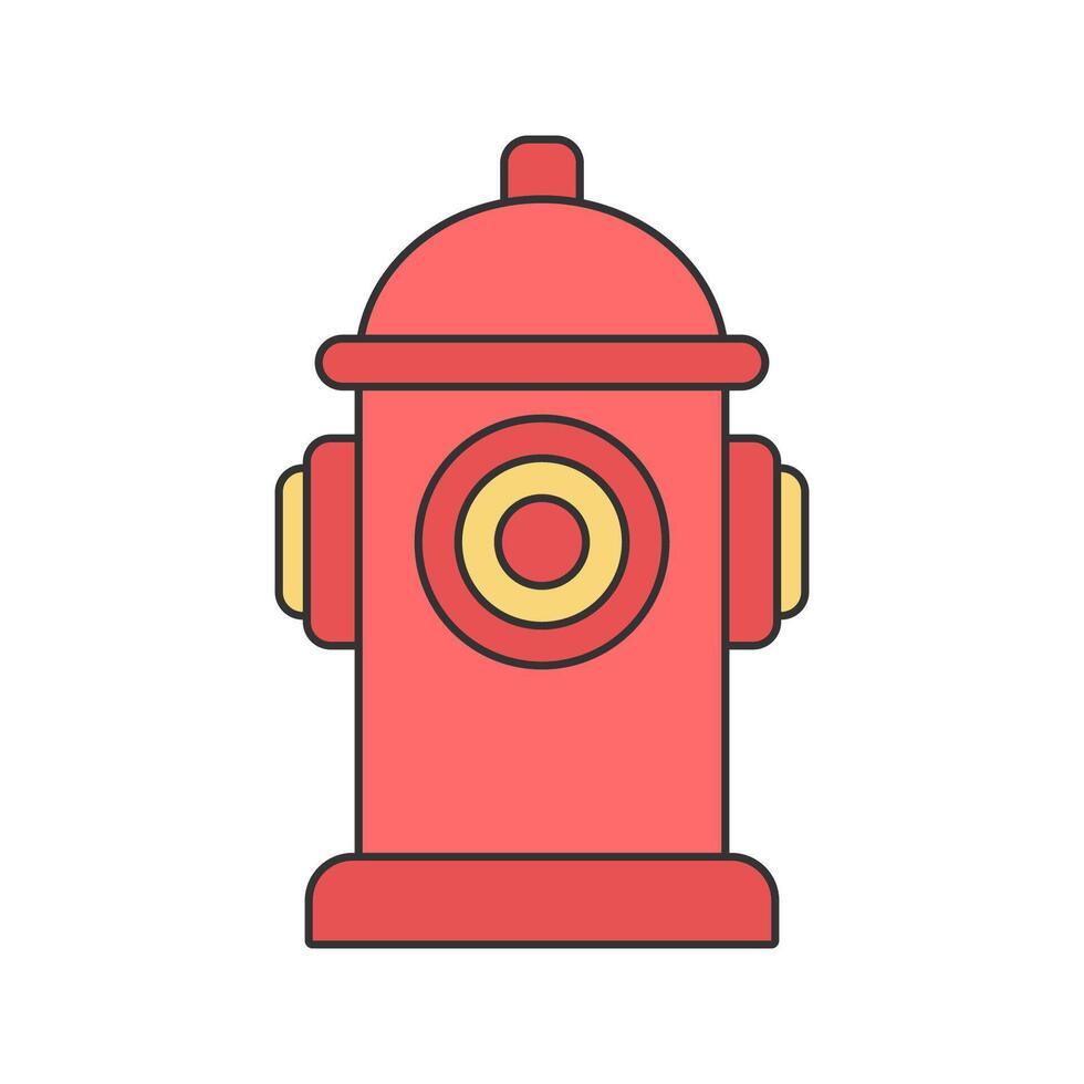 Fire Hydrant Flat design style, red hydrant with side valves, representing fire safety, great for emergency service graphics, firefighter illustrations, and urban safety designs. vector