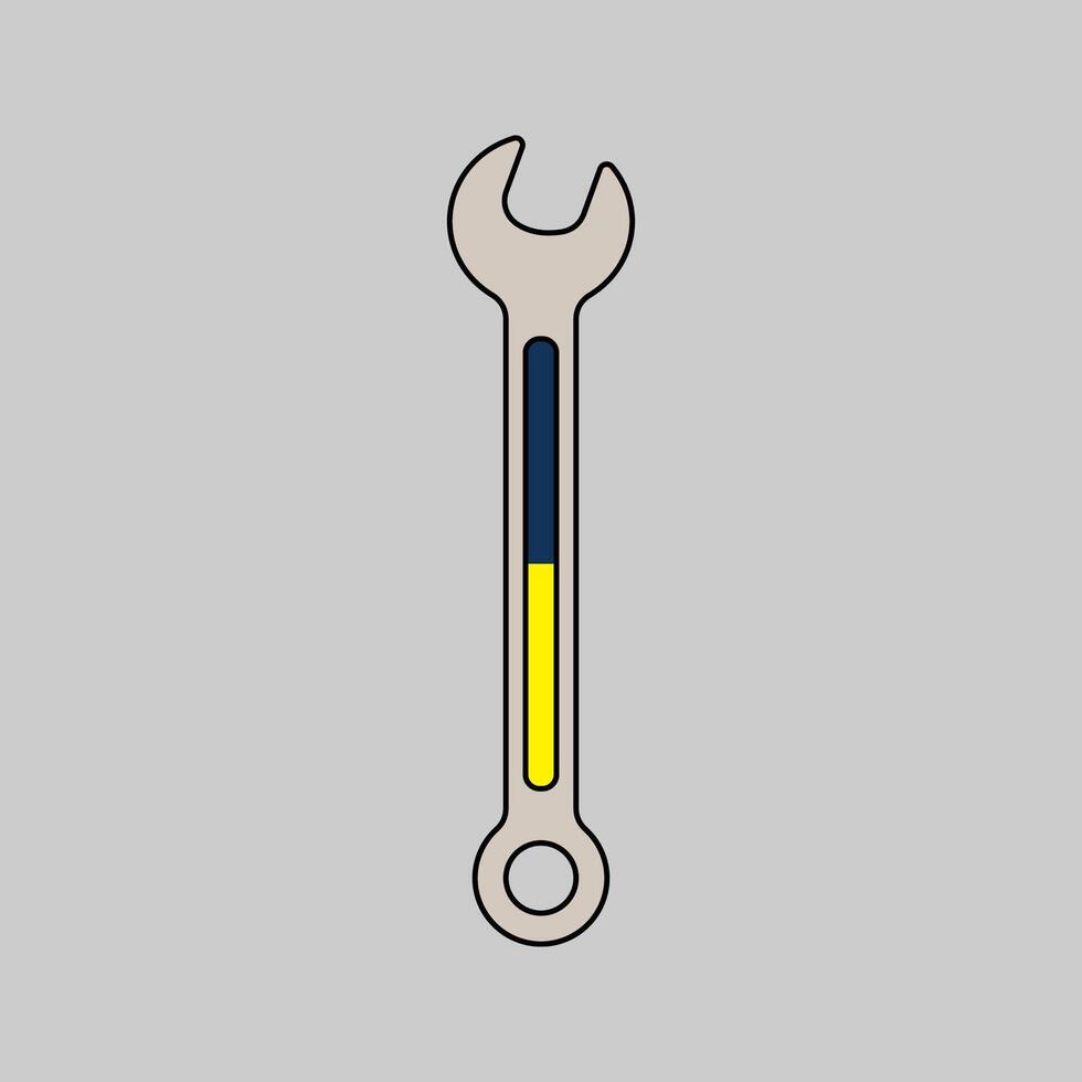 Wrenches Flat design style, an open-ended tool for gripping and turning bolts, essential for automotive, mechanical, and repair graphics. vector