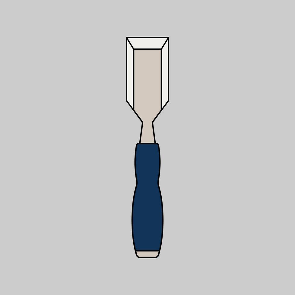 Chisel Flat design style, a sharp-edged hand tool with a sturdy handle, ideal for woodworking, carving, and construction-related illustrations. vector