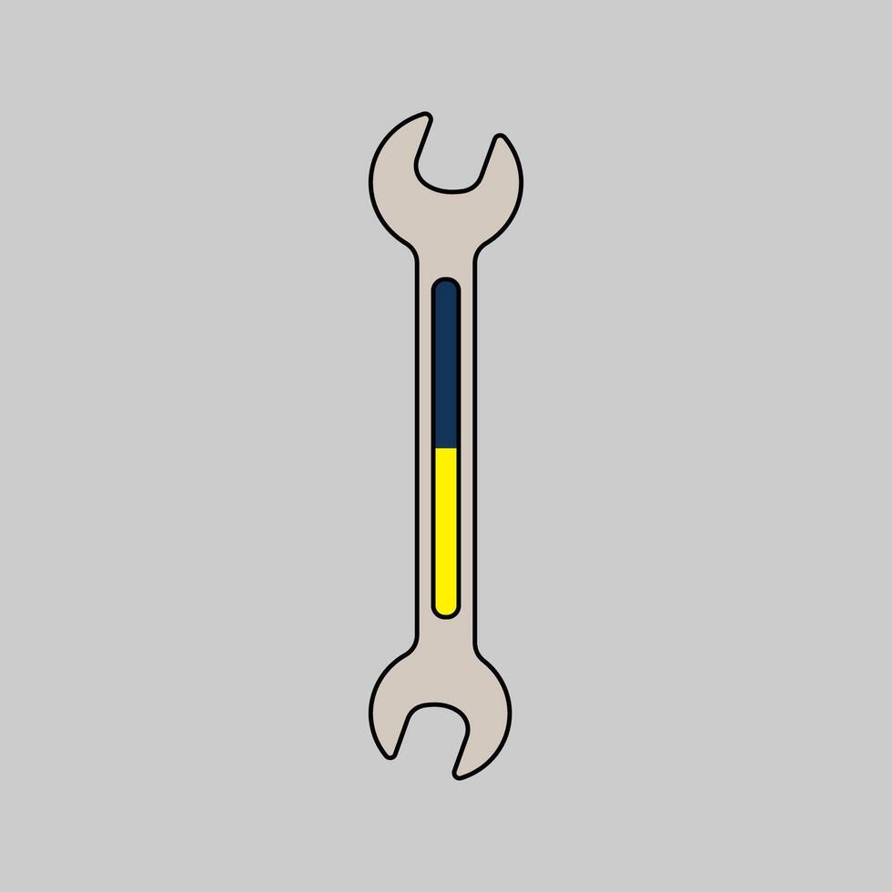 Double Wrenches Flat design style, an open-ended tool for gripping and turning bolts, essential for automotive, mechanical, and repair graphics. vector