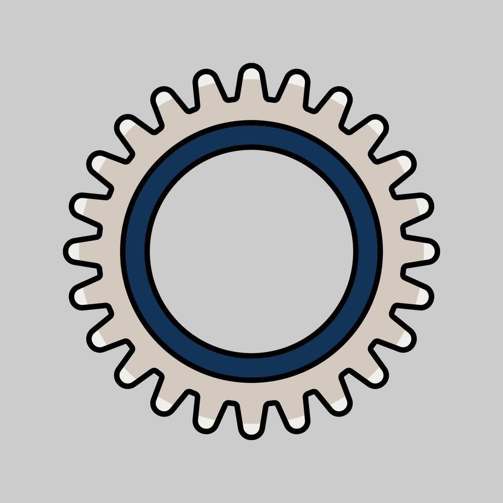 Gear Flat design style, a circular toothed mechanism, symbolizing machinery, engineering, and industrial-themed visuals. vector