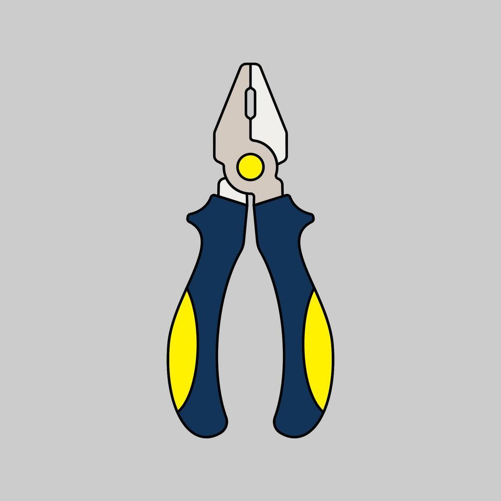 Pliers Flat design style, gripping and cutting hand tools with ergonomic handles, ideal for electrical, mechanical, and crafting-related illustrations. vector