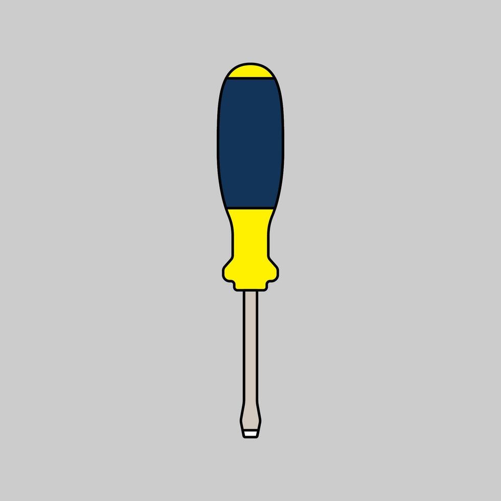 Screwdriver Flat design style, a manual hand tool with a flat-tip, commonly used in repair, assembly, and maintenance-themed graphics. vector
