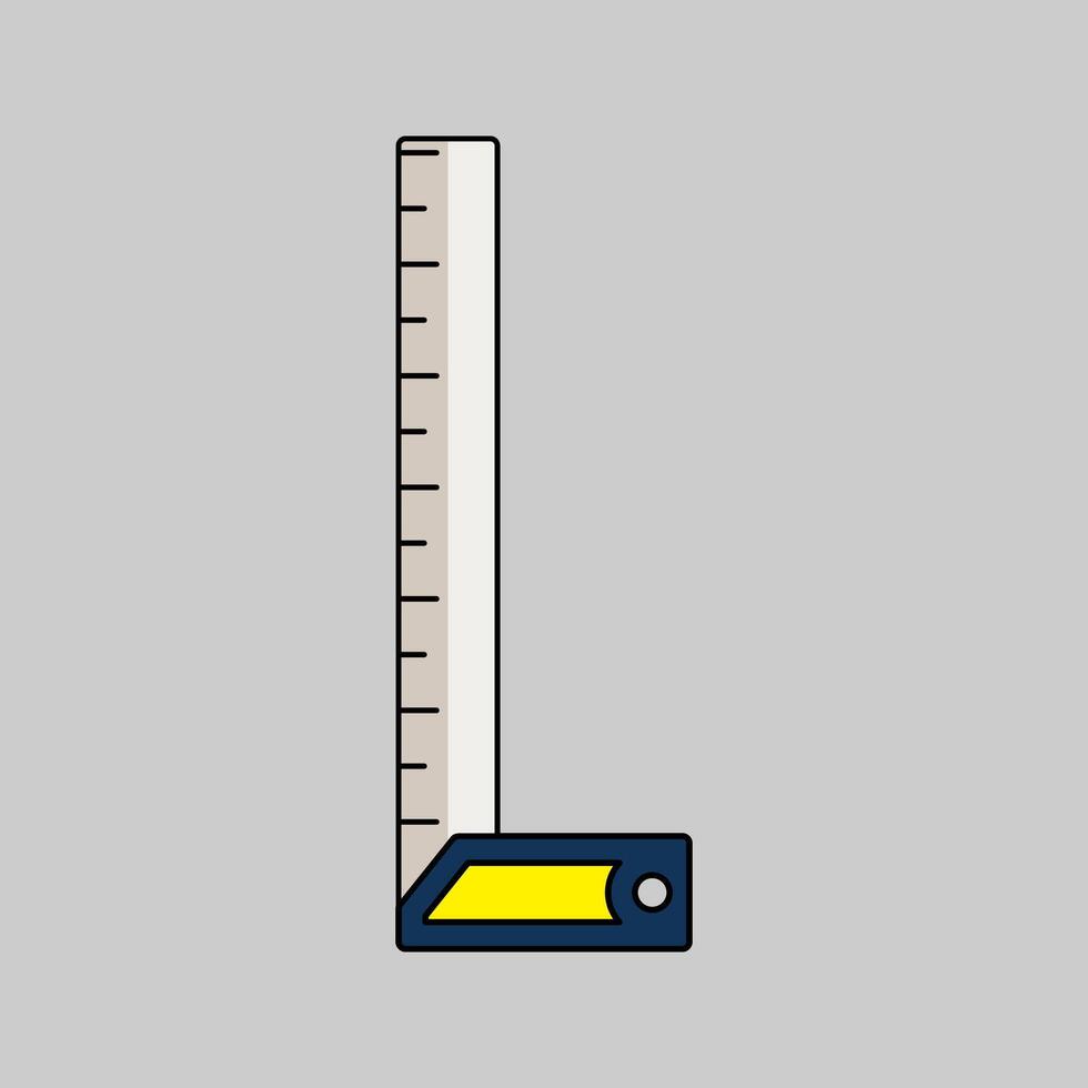 Ruler Flat design style, a straight-edged measuring tool, essential for drafting, design, and architectural-related illustrations. vector