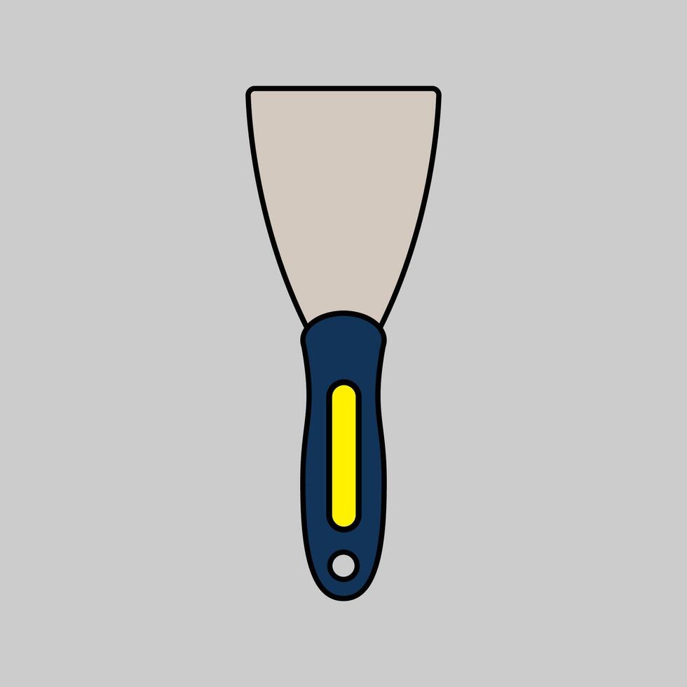 Scraper Flat design style, a small hand tool with a sharp edge, useful for removing paint, adhesives, and cleaning surfaces in renovation-themed designs. vector