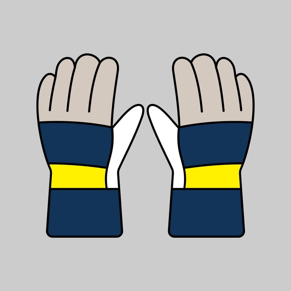 Work Gloves Flat design style, protective gloves with reinforced padding, essential for safety illustrations in construction, repair, and industrial work. vector