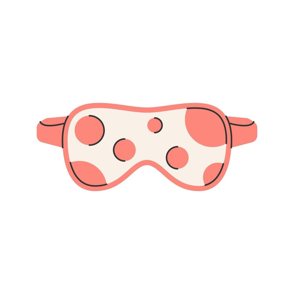 Sleep Mask Flat design style, polka-dot eye mask for sleep, representing relaxation, great for bedtime or wellness-themed graphics. vector