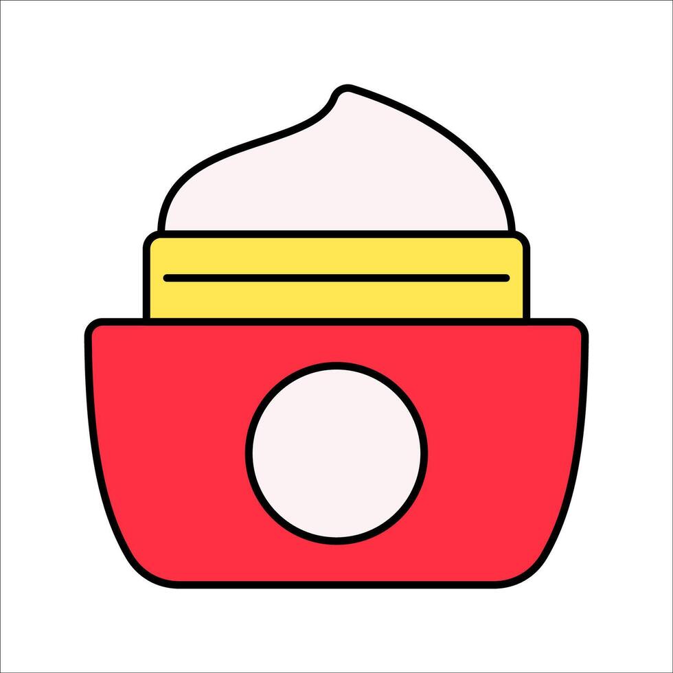 Cream Jar Flat design style, red skincare cream jar, symbolizing moisturizing and beauty, perfect for skincare and cosmetic visuals. vector