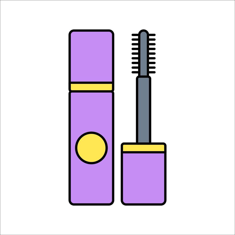 Mascara Flat design style, black mascara with applicator, symbolizing eye makeup, perfect for cosmetic and beauty-themed graphics. vector