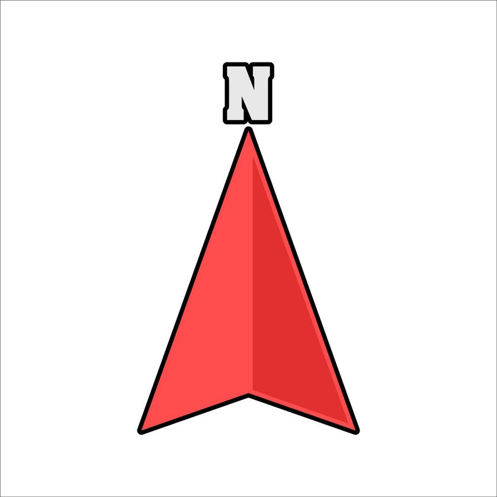 Compass Arrow Flat design style, red compass pointer, symbolizing north direction, perfect for travel, maps, and navigation designs. vector
