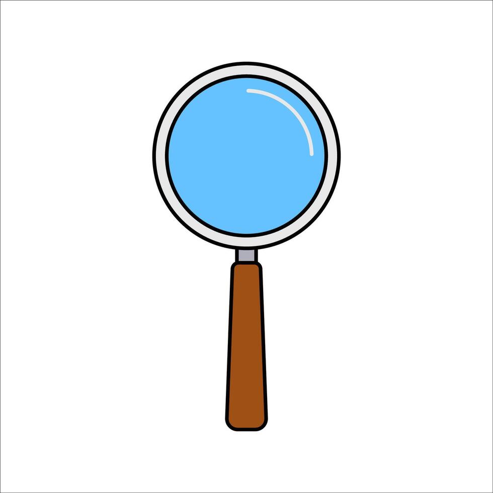 Magnifying Glass Flat design style, search lens icon, symbolizing exploration or inspection, perfect for research, discovery, or education. vector