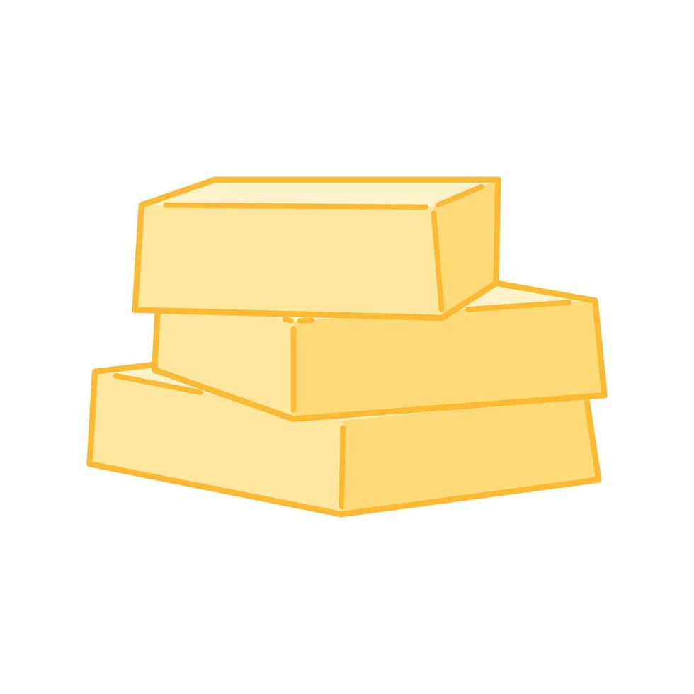 Two layered butter blocks in a clean stack formation. vector
